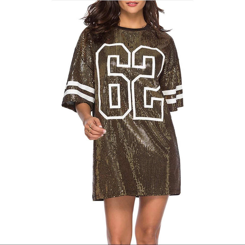 Sequined Asymmetrical Women’s Dress - Gold 62 Sport Style